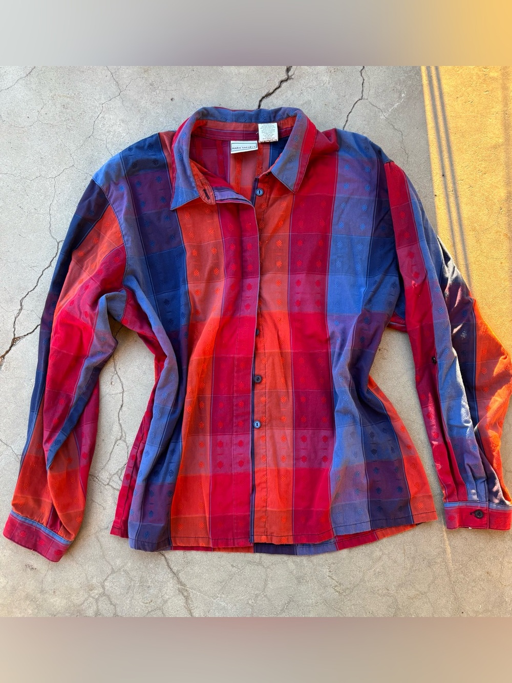 VTG Napa Valley Patchwork Plaid Button Down Shirt Blouse XL Cottagecore 90s